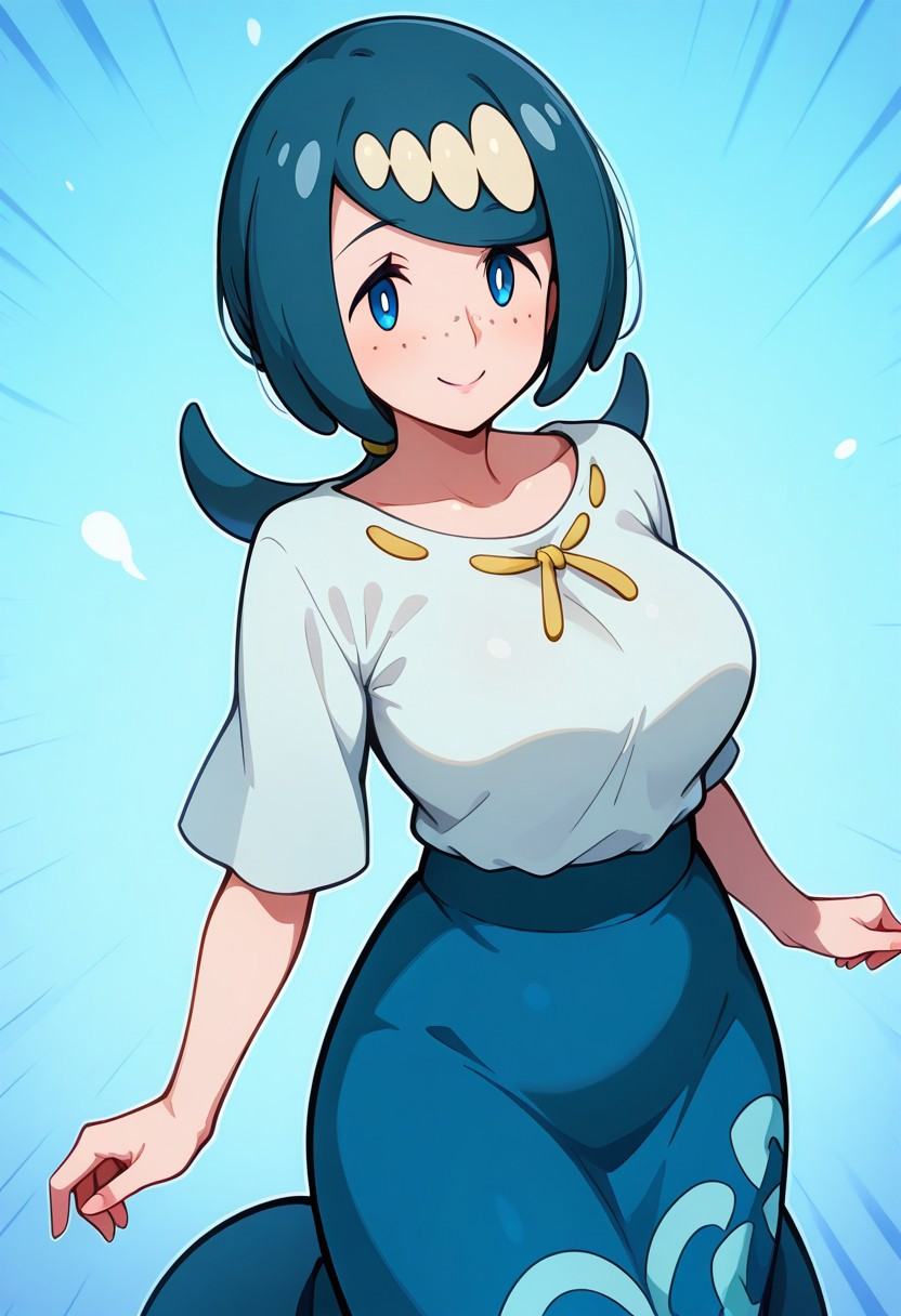 zzLanasMother,  lana's mother (pokemon) blue hair,  blue eyes on Tensor.Art