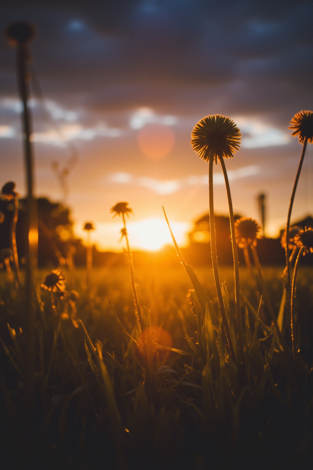 film grain,dandelions and a glorious sunset, by photographer Lee Jeffries nikon d850 film stock photograph 4 kodak portra 400 camera f1.6 lens rich colors hyper realistic lifelike texture dramatic lighting unrealengine trending on artstation cinestill,light master,film grain,