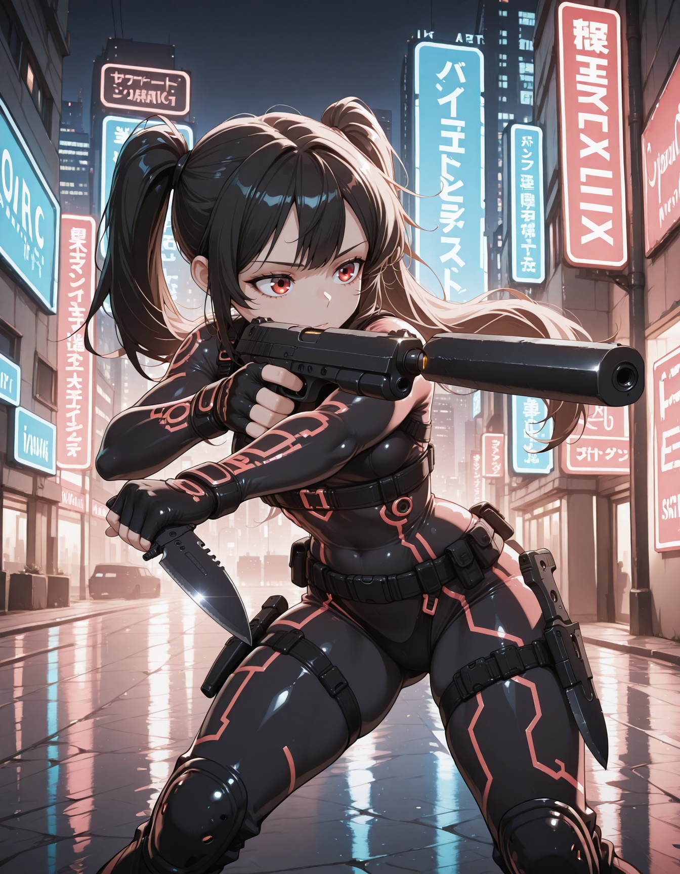 1girl,  twin tails,  black hair on Tensor.Art