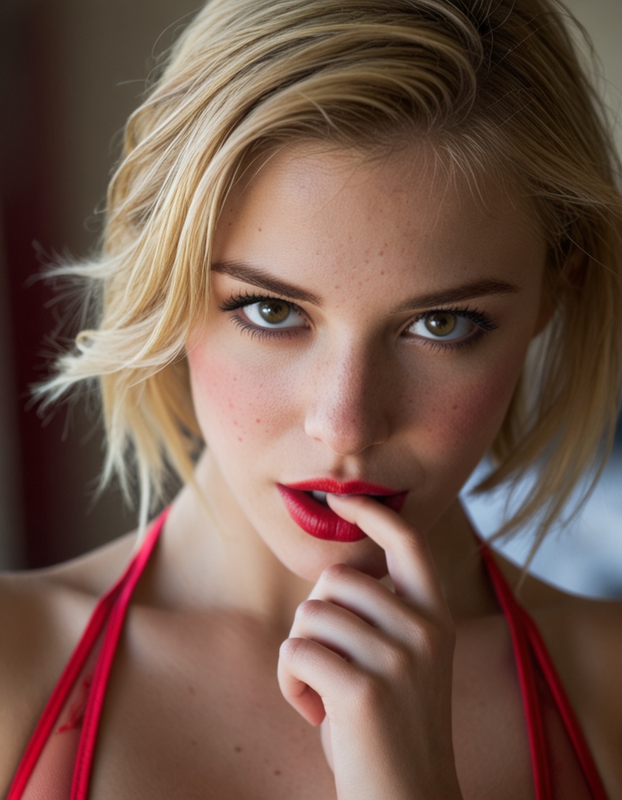 beautiful middle easterner 1girl,  feathered haircut hair,  blonde hair on Tensor.Art