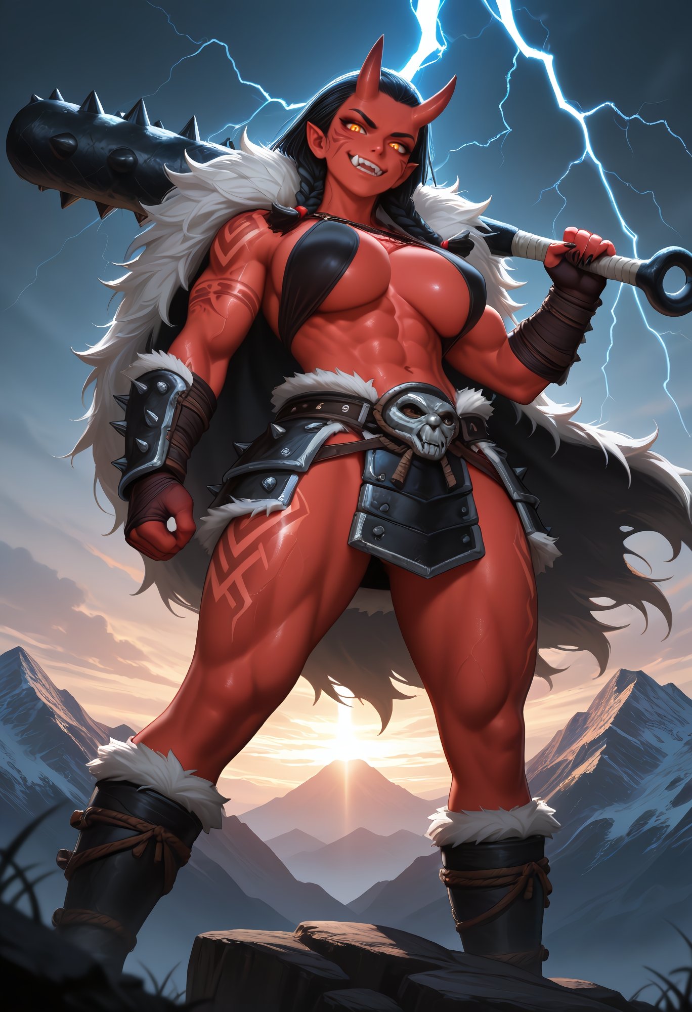 1girl,  muscular,  oni woman on Tensor.Art