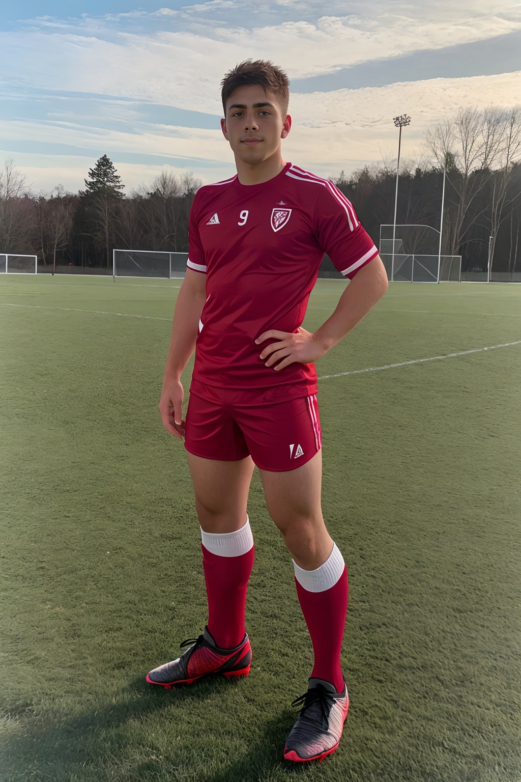 outdoors,  soccer field,  standing on Tensor.Art