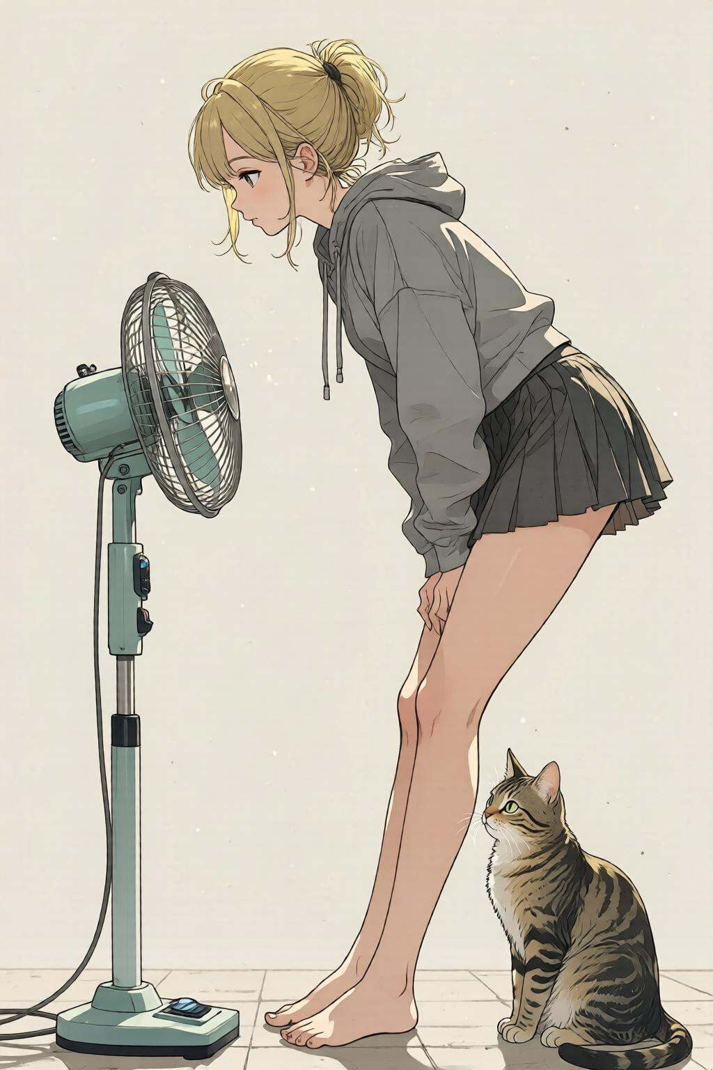nijidigital3q anime illustration.A young woman,  shown in side profile,  with blonde hair tied into a ponytail on Tensor.Art
