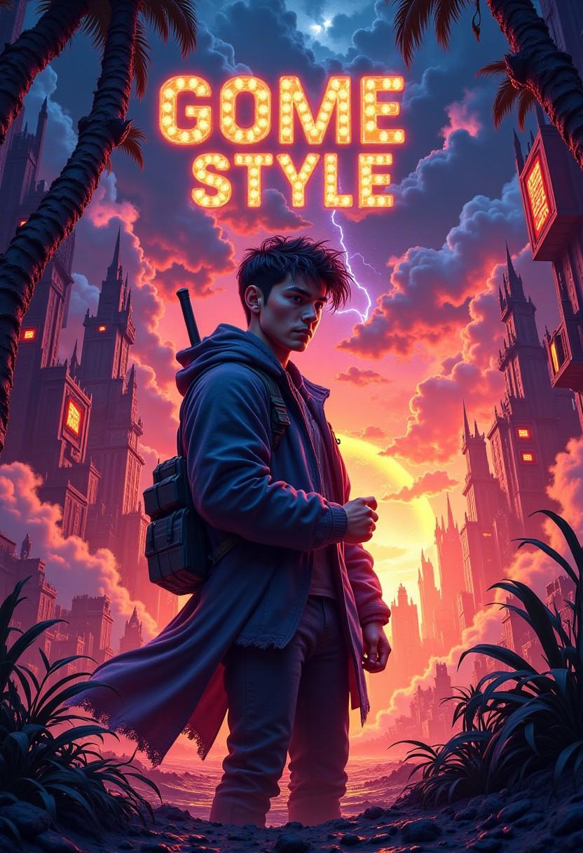 a beautifully movie poster with the title "gome style" in bold. illustration in gome style,  featuring intricate details,...