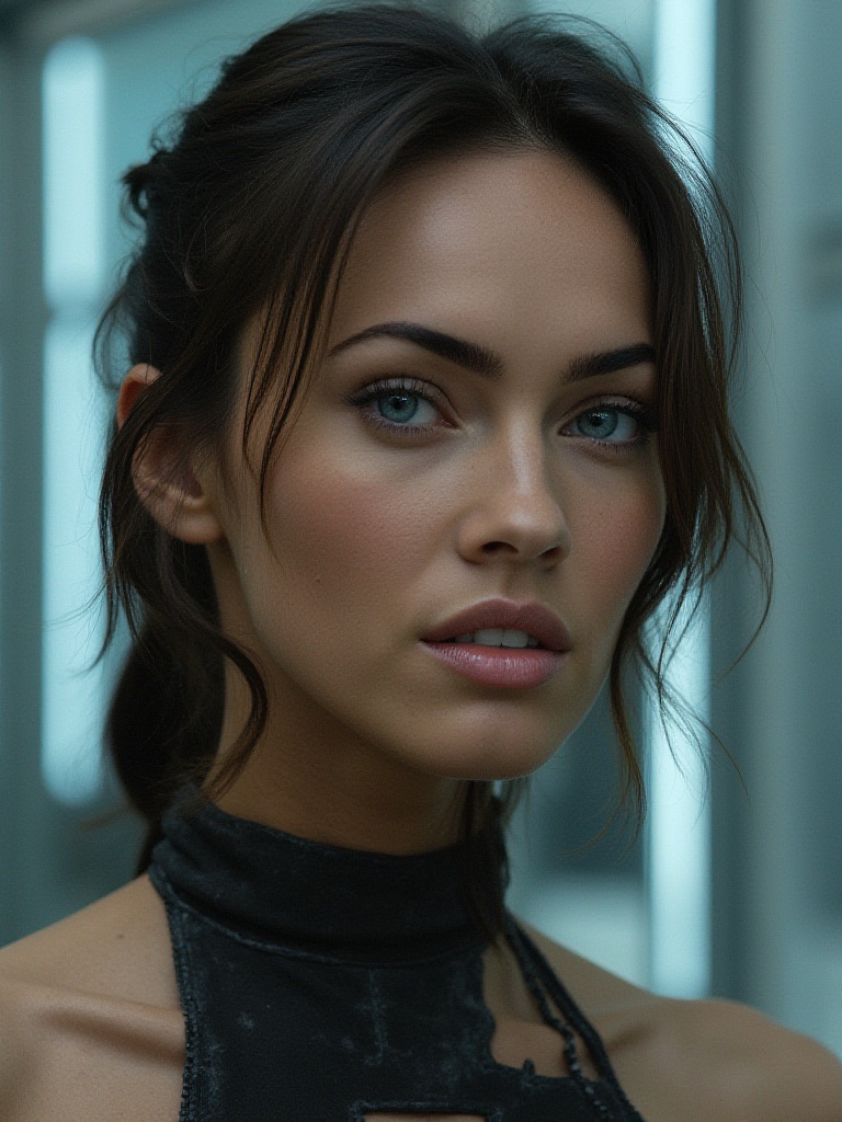 (photo of a gorgeous woman),  (soft even lighting),  (futuristic background) on Tensor.Art