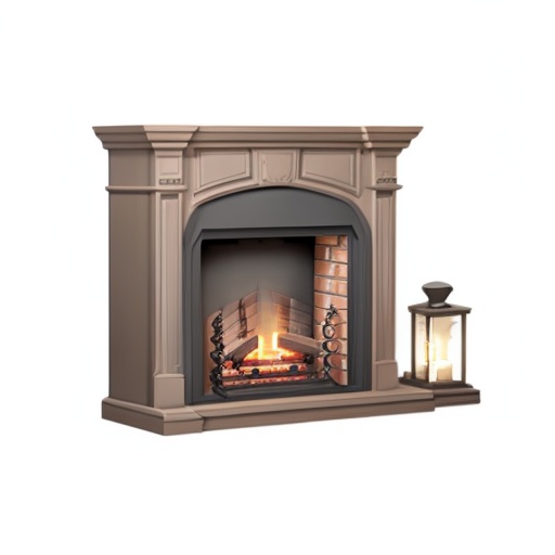 still life,furniture,Realistic style,white background,fireplace,