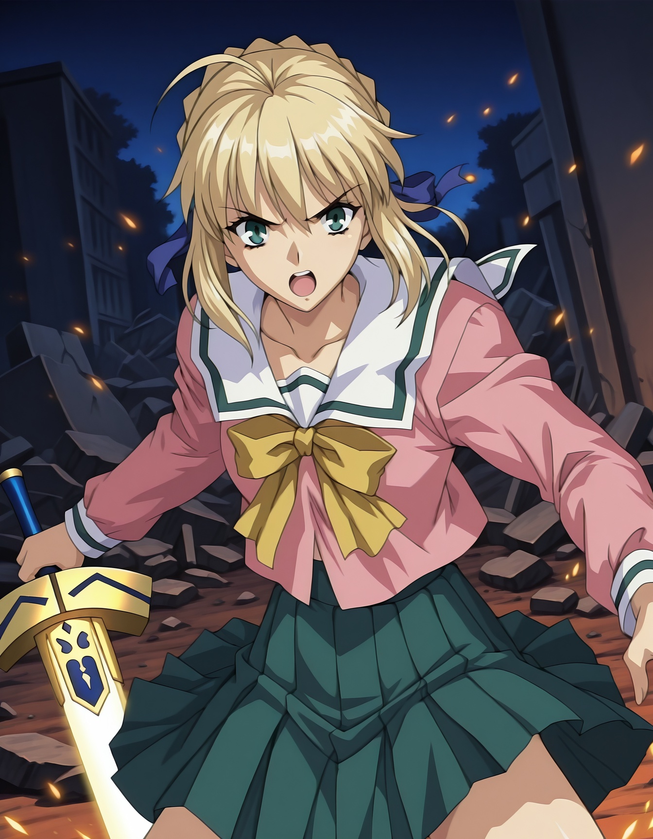 saber,  artoria pendragon \(fate\),  serafuku on Tensor.Art
