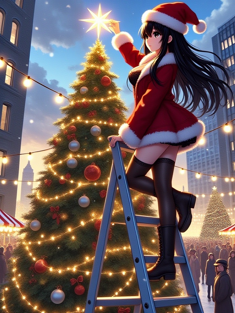masterpiece,  best quality,  christmas tree with festive lights on Tensor.Art