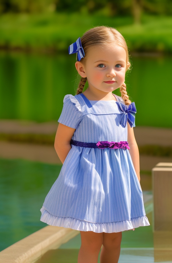 photo of a toddler girl 5 year-old,  standing,  front view from below on Tensor.Art
