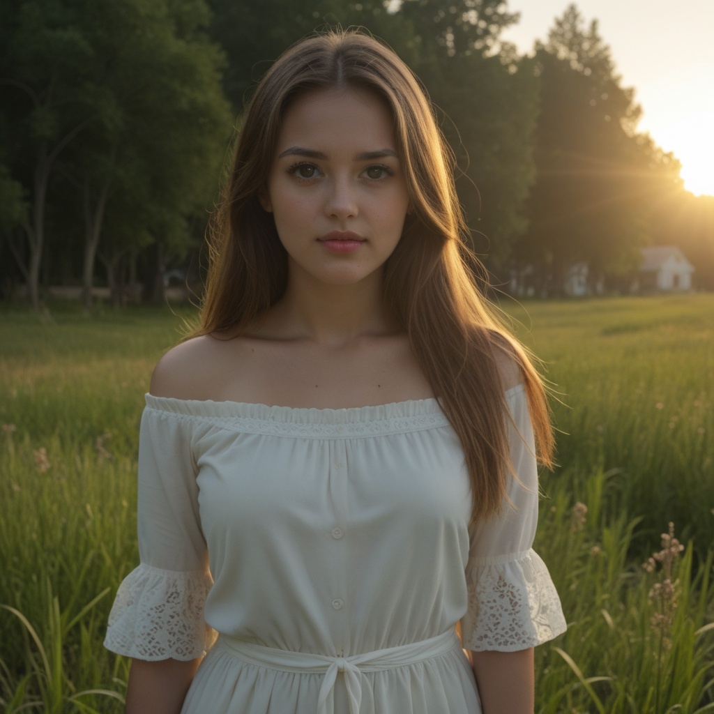 An atmospheric anime of a beautiful woman,  19 years old girl,  bold village in a marsh on Tensor.Art