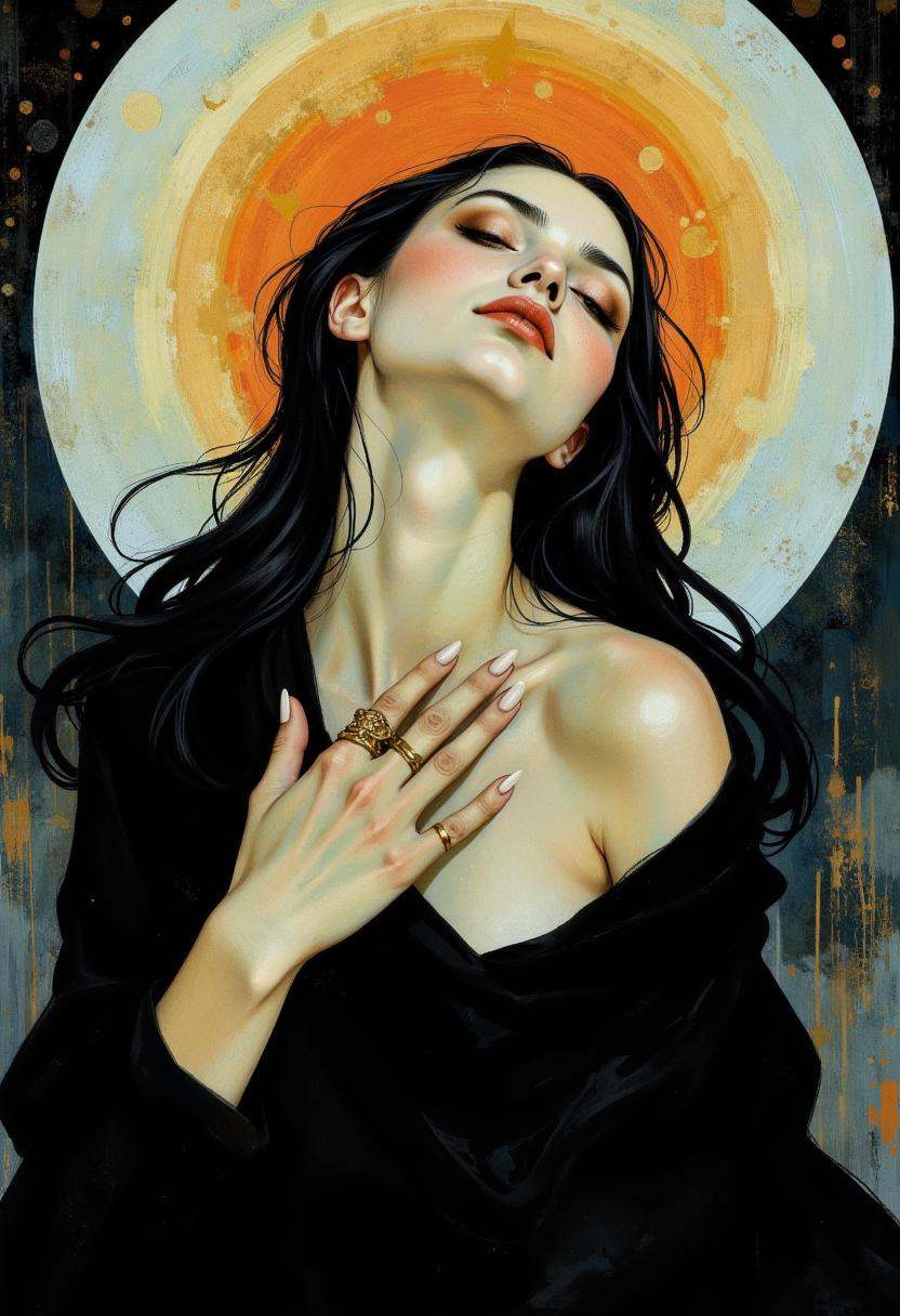 A digital illustration featuring a surreal,  dreamlike quality,  featuring a woman with an ethereal on Tensor.Art
