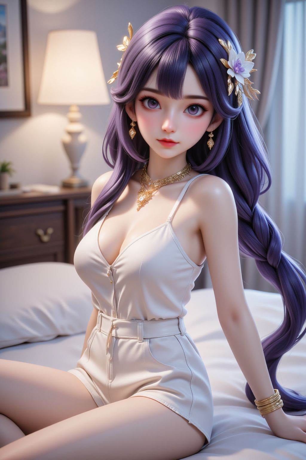 1girl,  jewelry,  raiden shogun on Tensor.Art