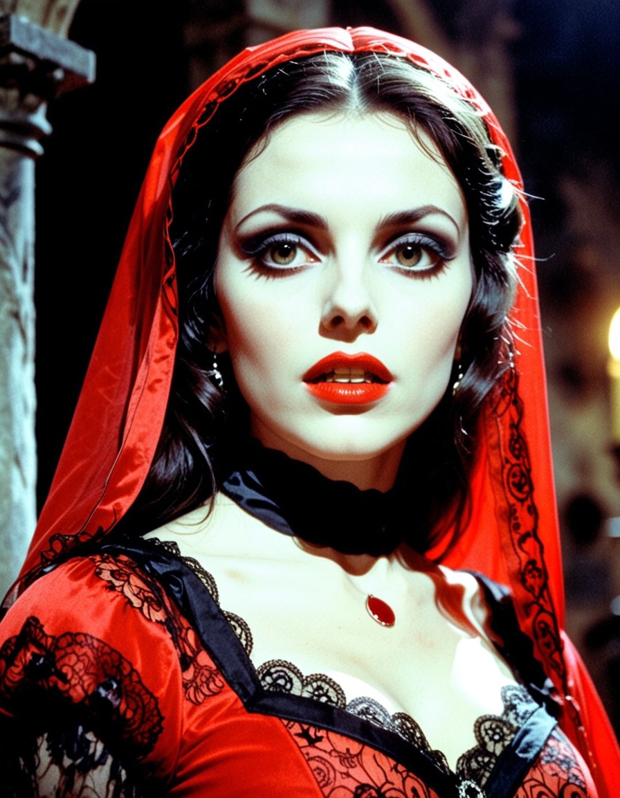 a cinema still of a thriller movie about a female vampire countess,  directed by dario argento,  profondo rosso on Tensor.Art