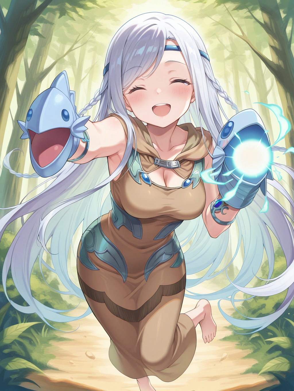 maiden with eyes of blue,  1girl,  one eye closed on Tensor.Art