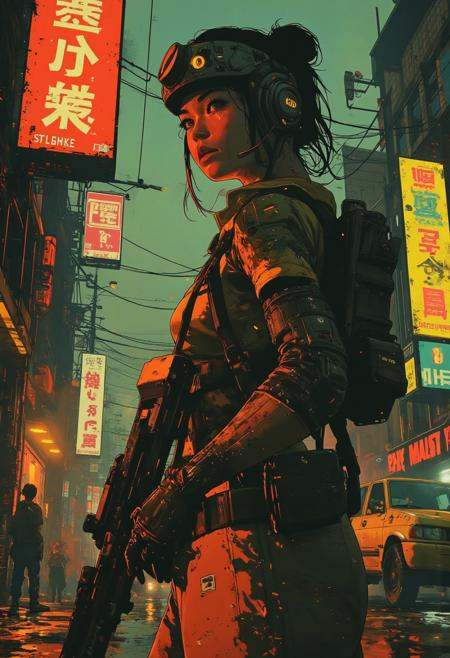 cyberpunk anime,  stunning Japanese woman wearing red and black sci-fi power armour,  headphones on Tensor.Art