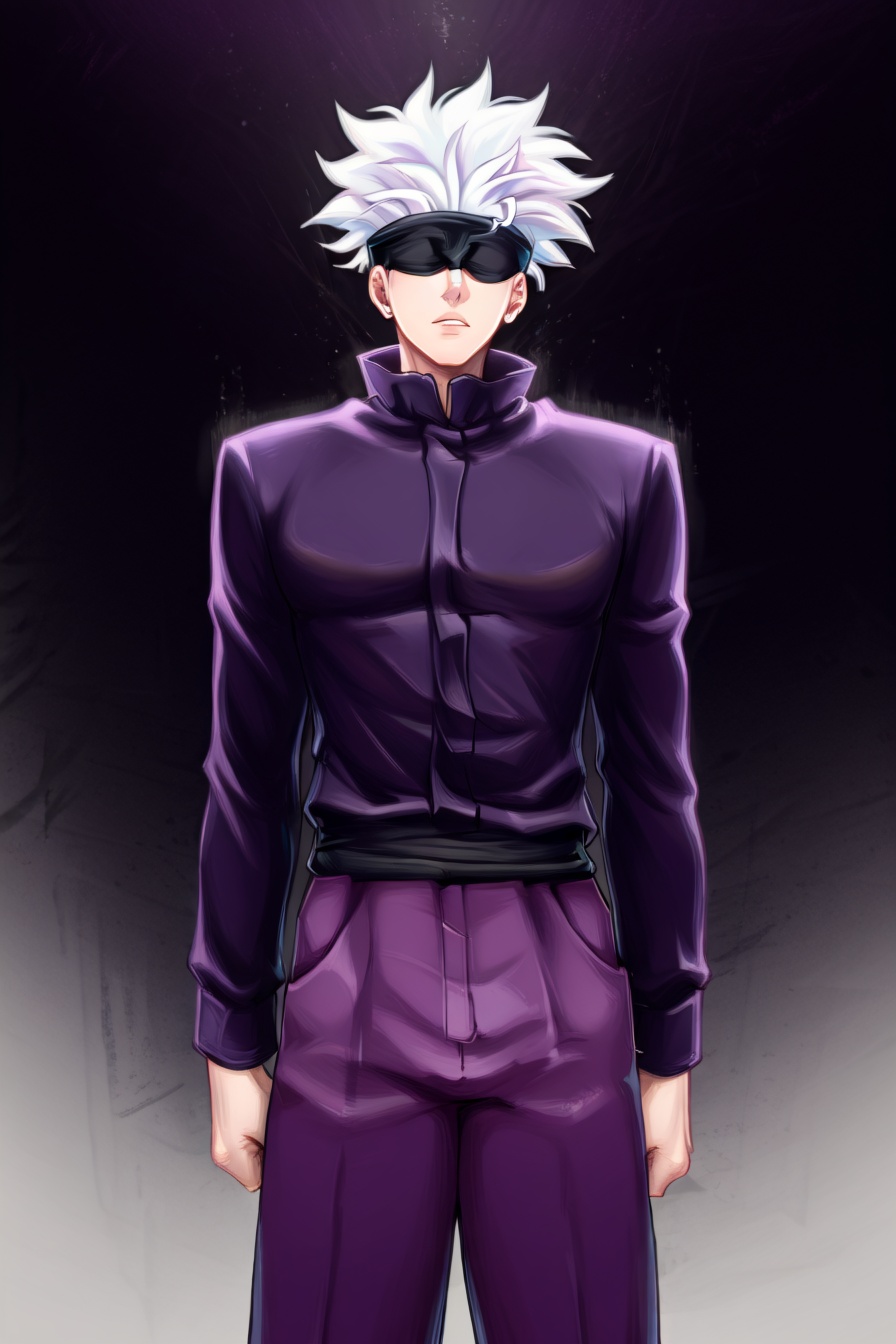 gojou satoru,  white hair,  purple pants on Tensor.Art