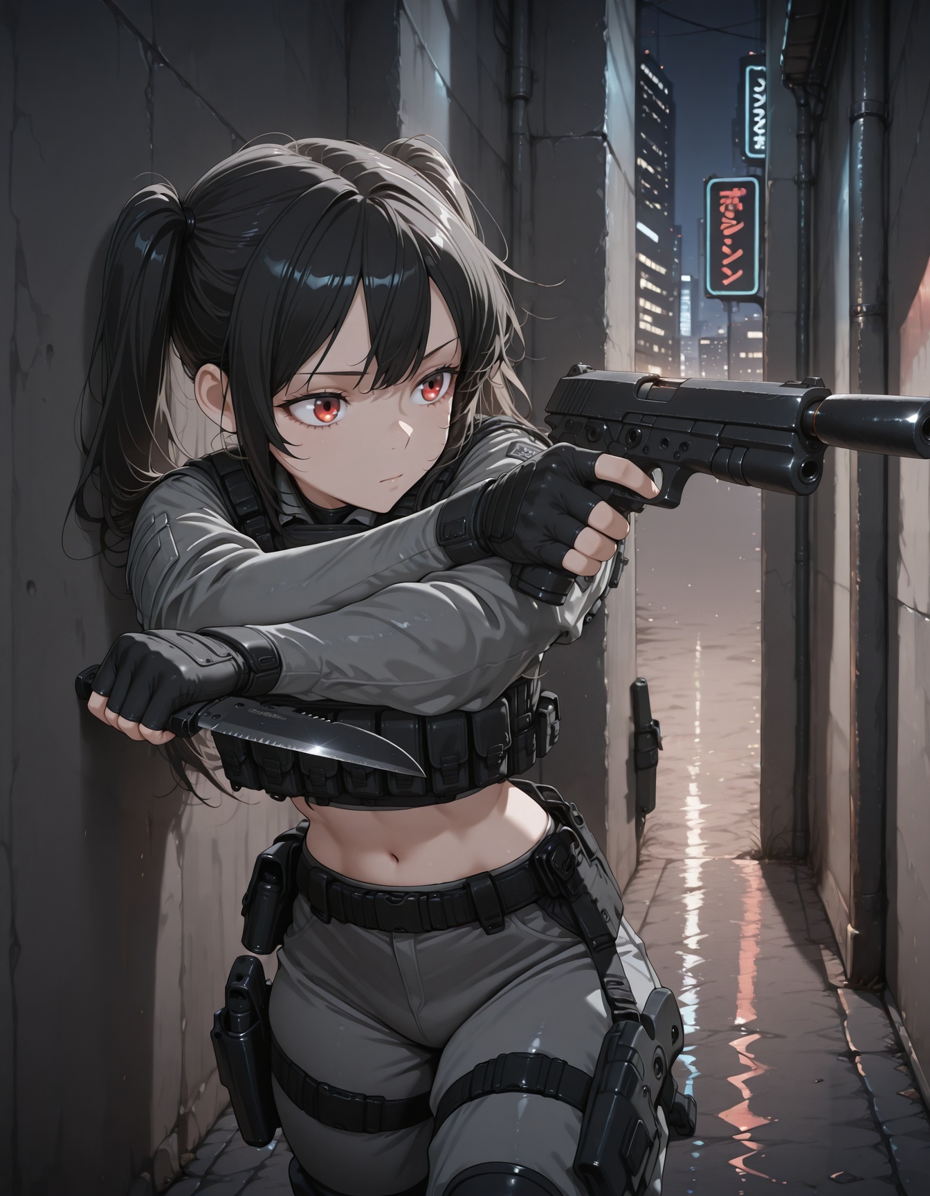 1girl,  twin tails,  black hair on Tensor.Art