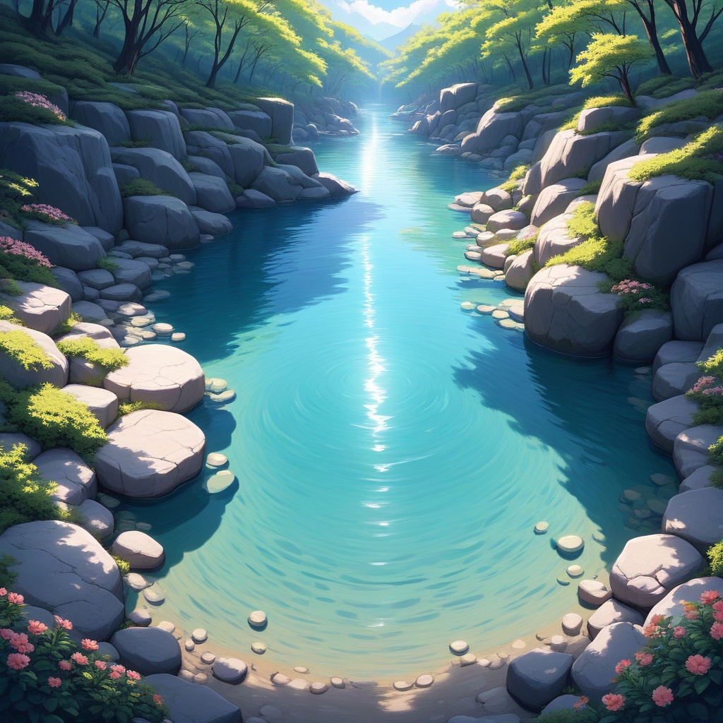 Candihotspring,  outdoors-hot spring focus,  from above on Tensor.Art