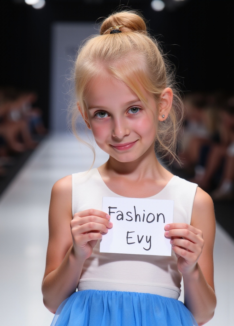 (award winning portrait of a little 8 years old girl EvyDW with slim childish body and flat chest,  blonde hair,  hair bun...