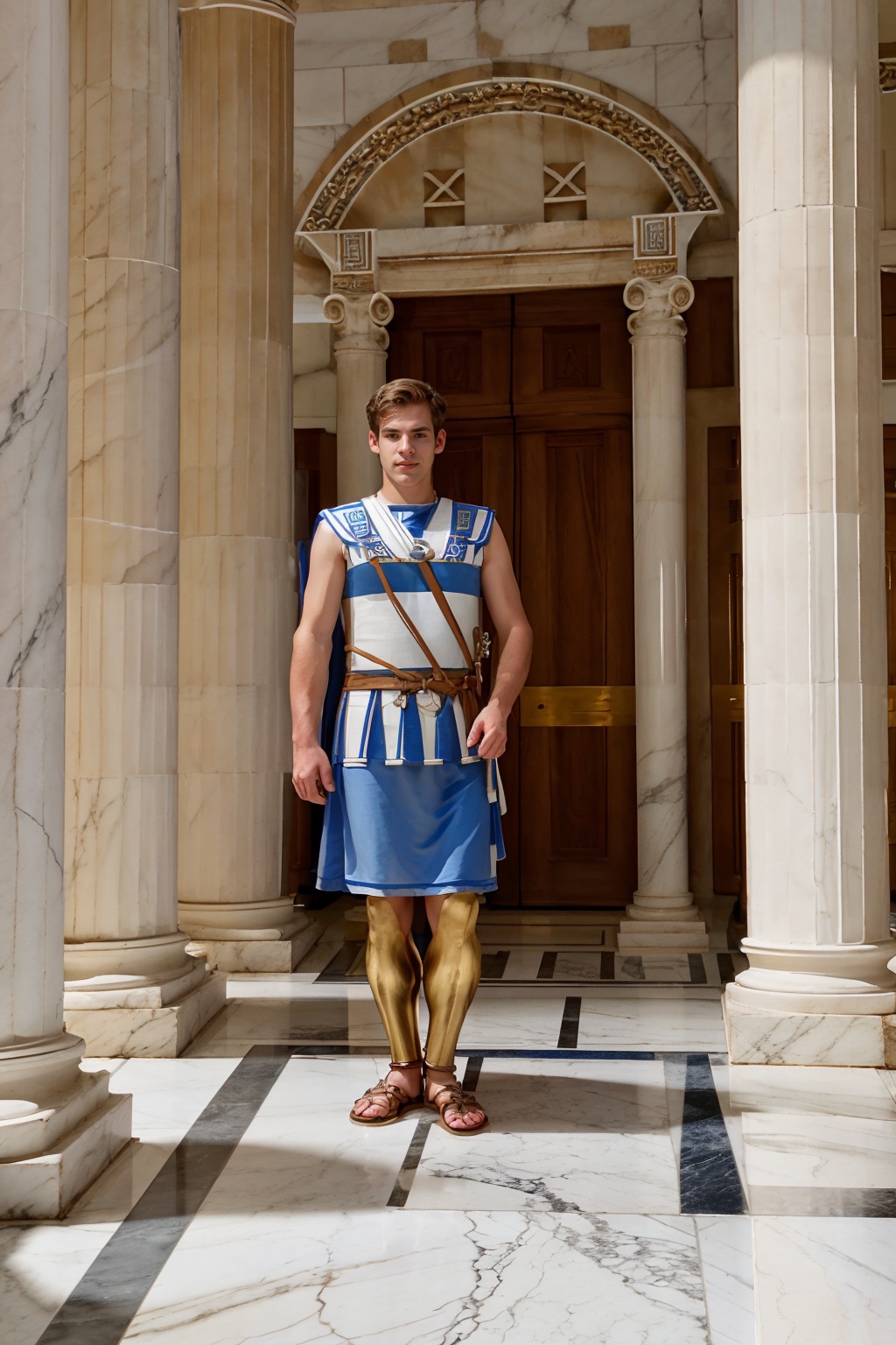 portico of a Greek temple,  marble floor,  white marble columns on Tensor.Art