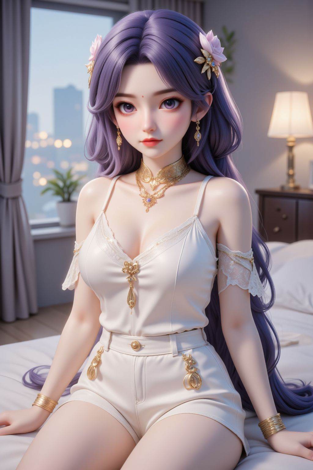 1girl,  jewelry,  raiden shogun on Tensor.Art