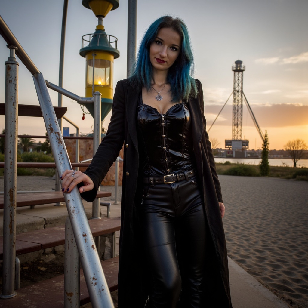 ladya cinematic,  golden hour lighting ,  dark gothic young woman on Tensor.Art