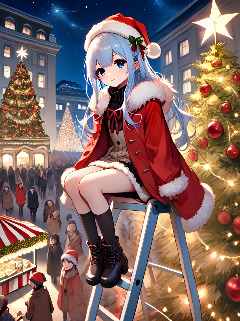 score_9,  source_anime,  christmas tree with festive lights on Tensor.Art