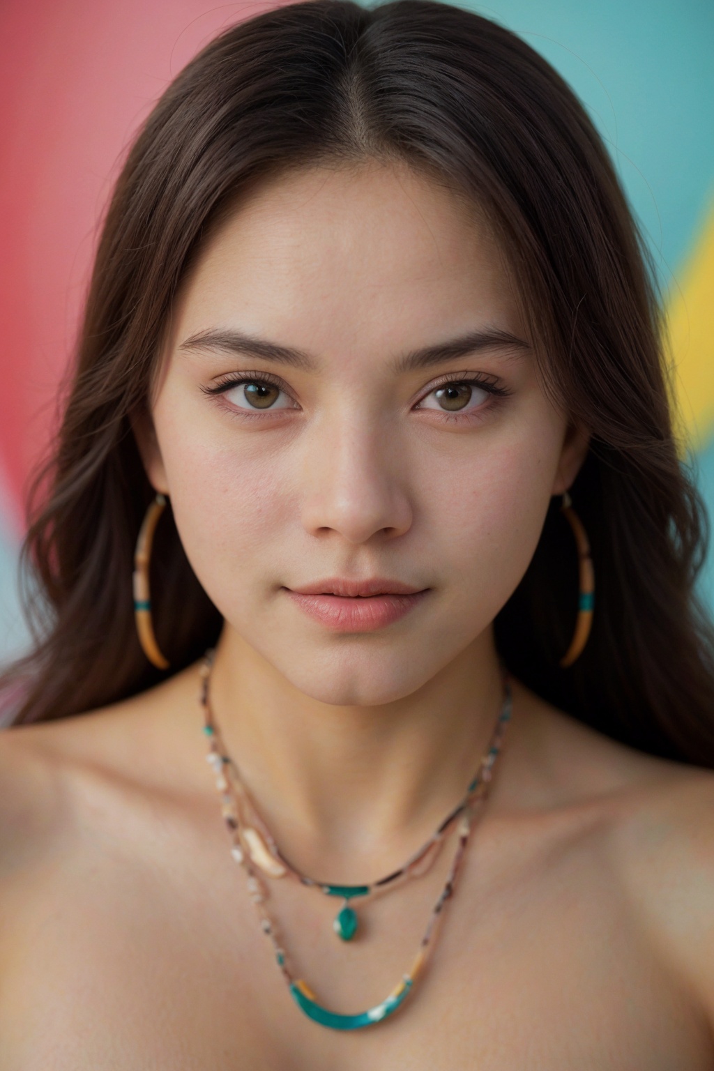 cute supermodel,  (brown hair),  each stroke and color meticulously detailed on Tensor.Art