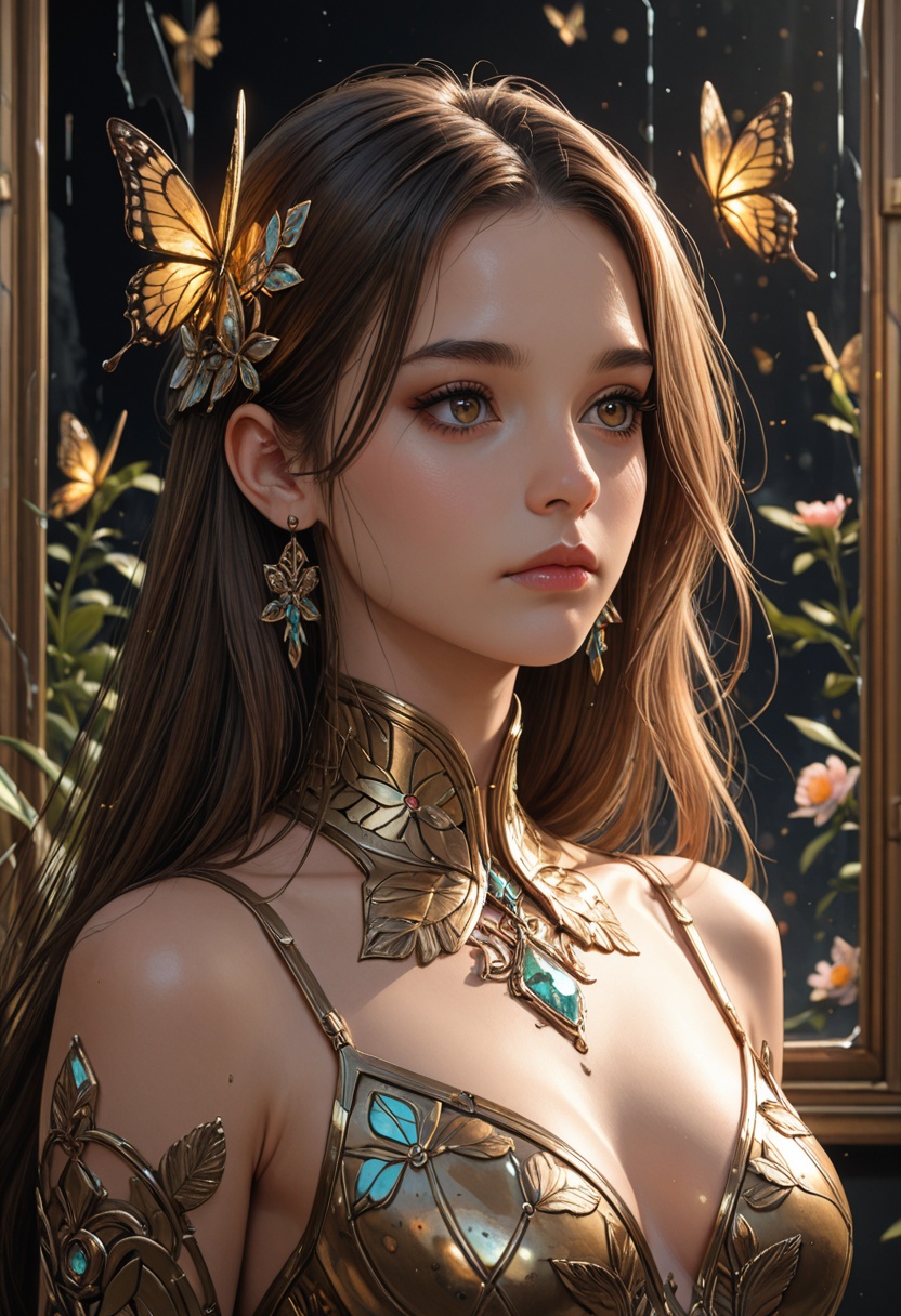 8k portrait of beautiful cyborg with brown hair,  intricate,  elegant on Tensor.Art