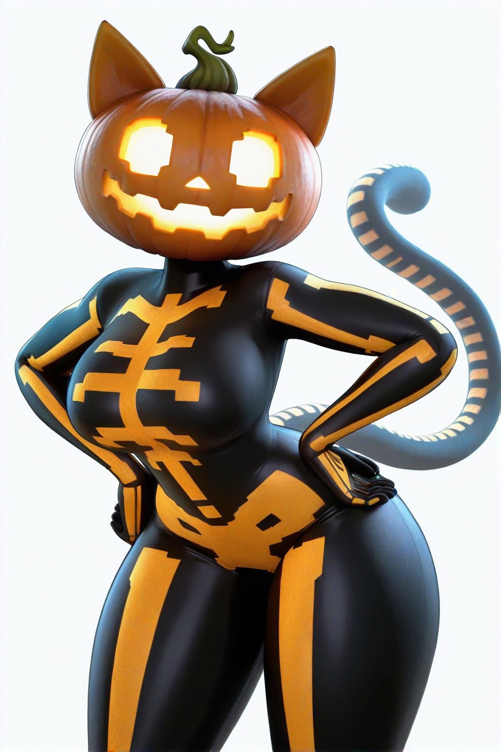 fnspice,  pumpkin head,  glowing eyes on Tensor.Art