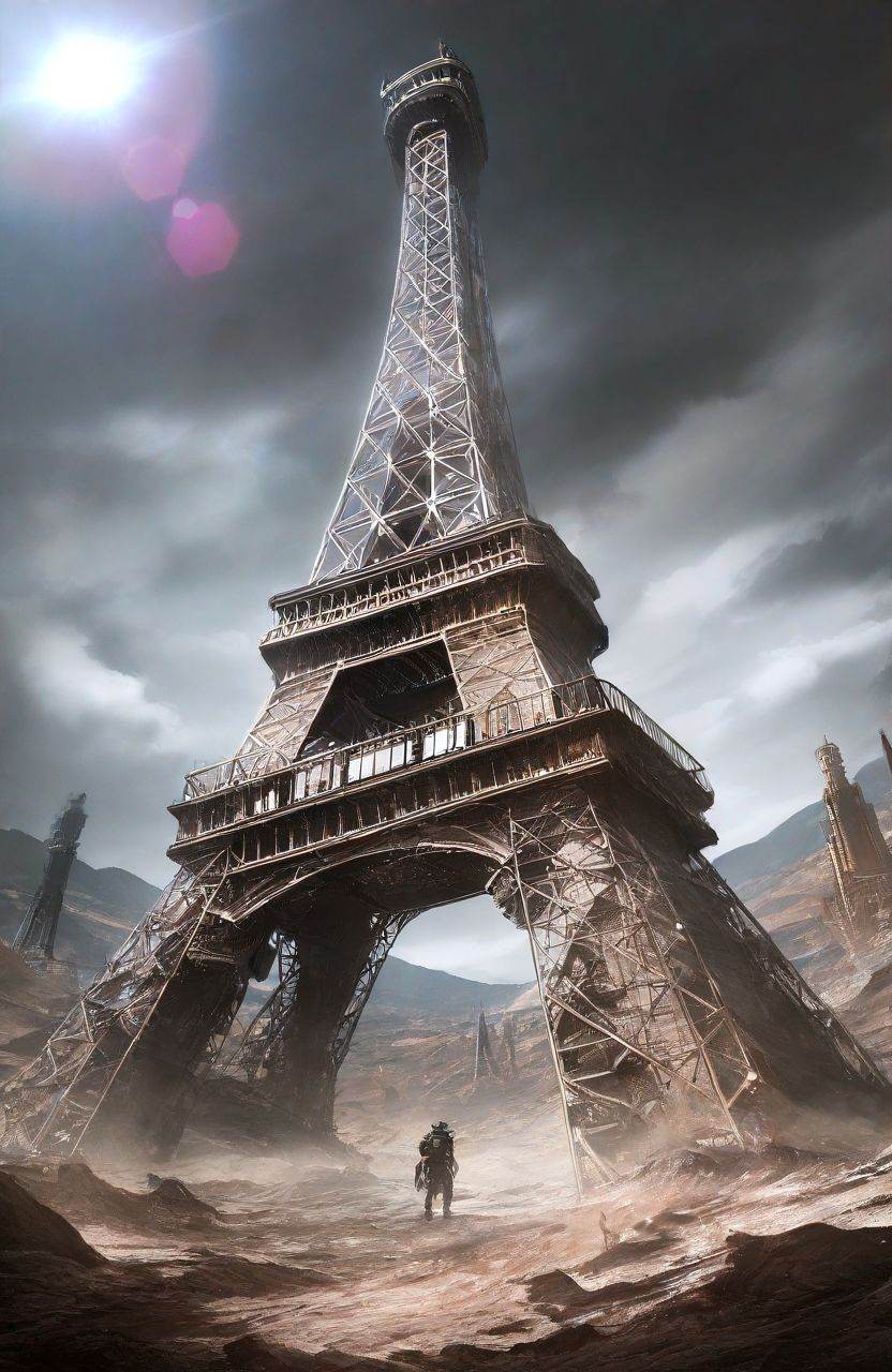 Concept art,  landscape of a Enchanted Tundra,  from inside a Tribal The Eiffel Tower on Tensor.Art