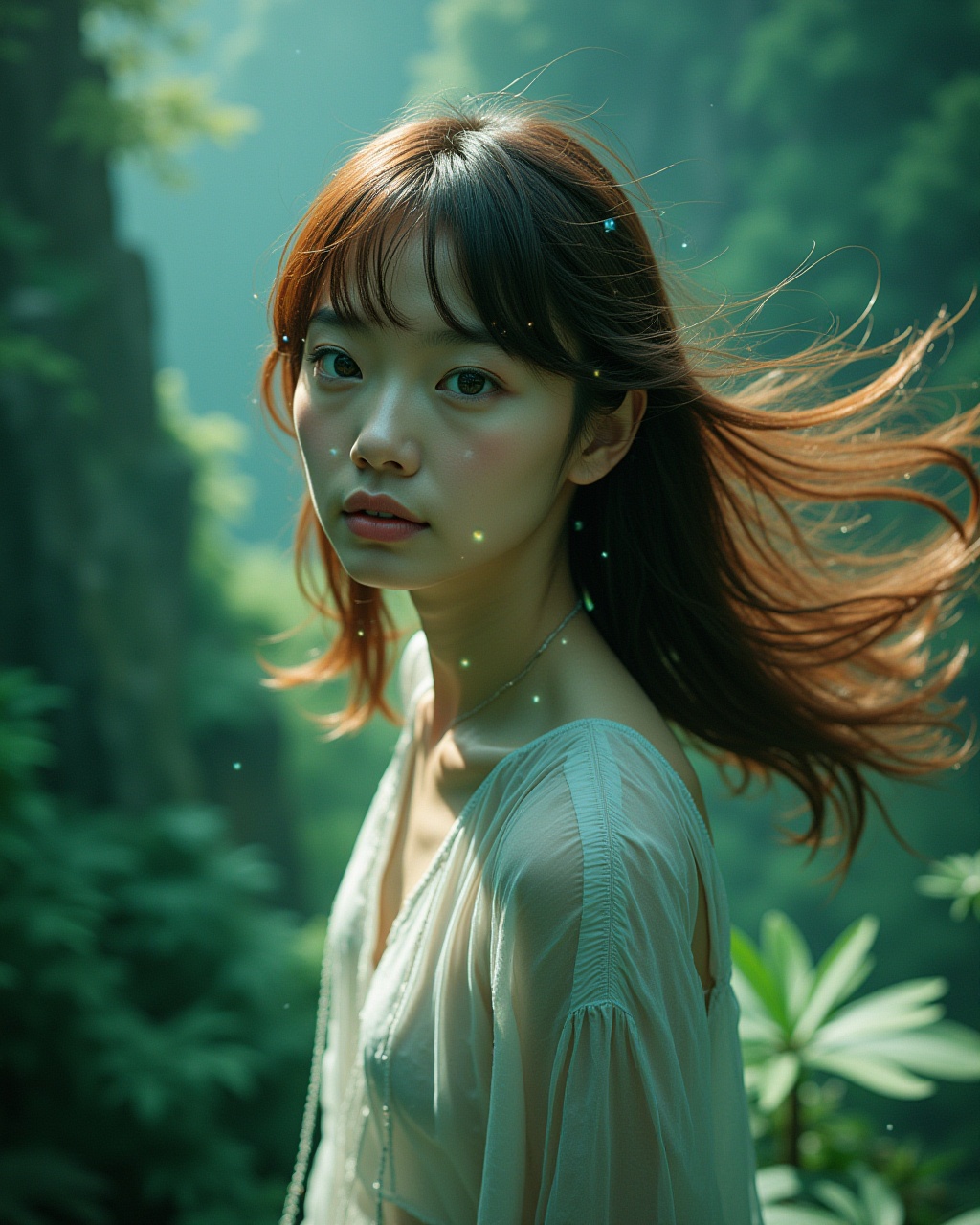 A beautiful and youthful asian model,  19 years old,  showcases her striking looks with a slender body on Tensor.Art