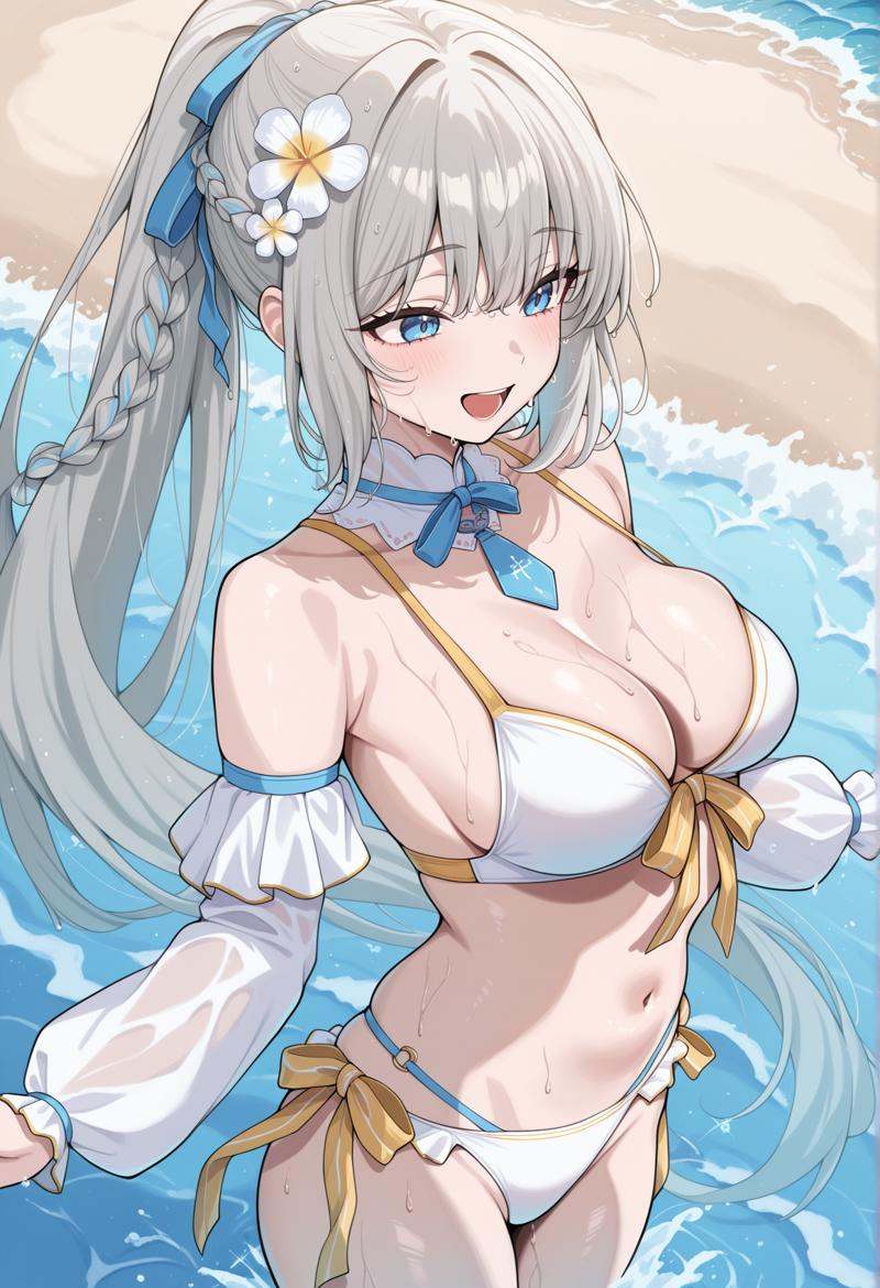 1girl,  long hair,  grey hair on Tensor.Art