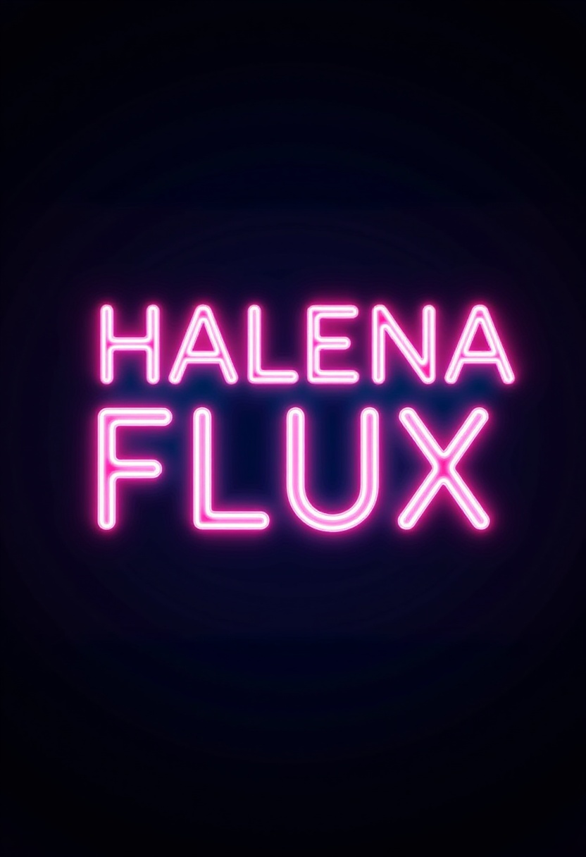 Bold,  futuristic text design for the title 'HALENA FLUX'. The lettering should be striking,  with a dynamic on Tensor.Art