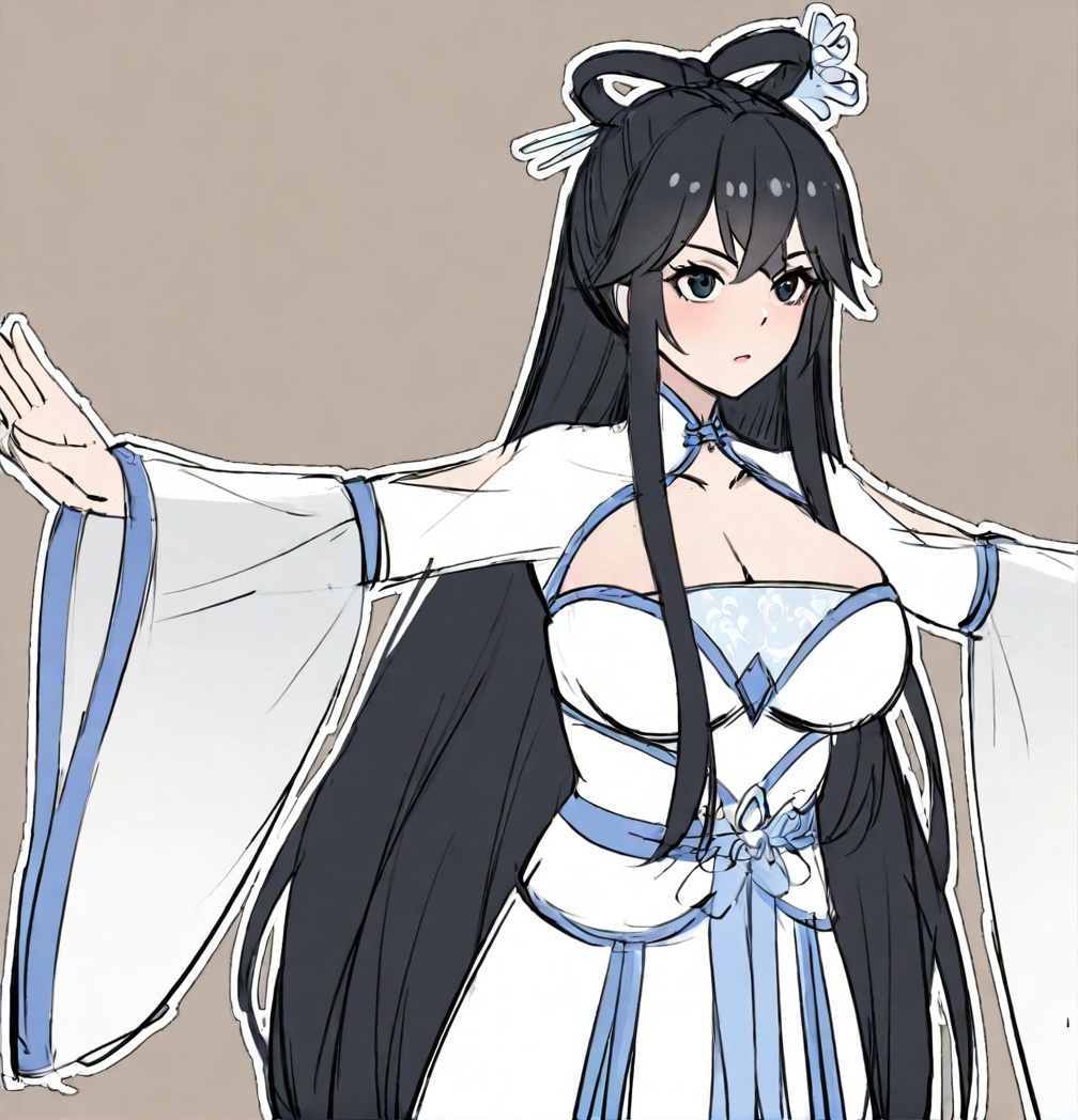 solo,highly detailed,(best quality),((masterpiece)),1girl,simple background,<lora:萧曦月nb114XL:1>,xiaoxiyue,black hair,long hair,dress,black eyes,