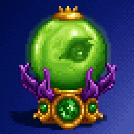 A HoMM2 style Crystal Ball artifact,  gradient blue background.The subject is a stylized,  ornate on Tensor.Art