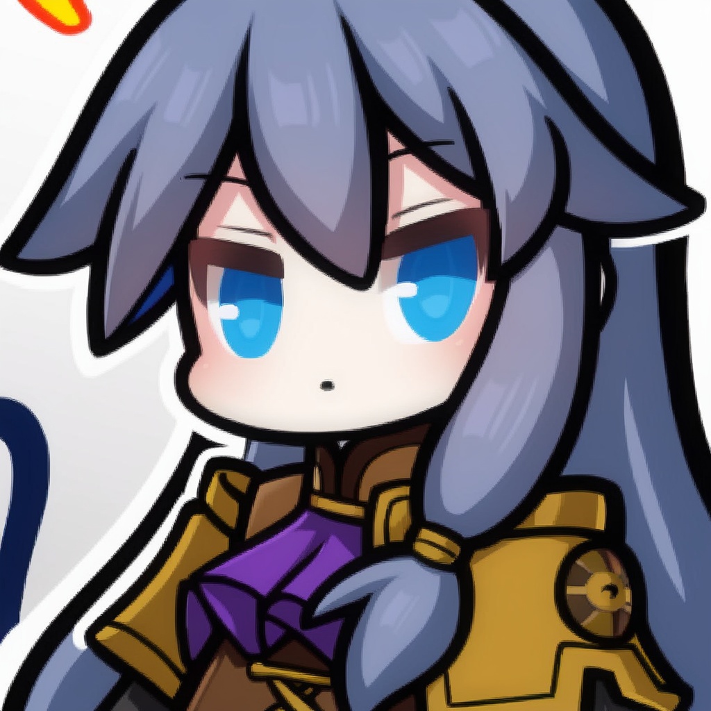 (white background:1.2),looking at viewer,(SOLO:1.4),outline,simple background,upper body, cowboy shot,looking at viewer,(((arms at side))),  fu hua, fu hua mangaver, long hair, bangs, blue eyes, hair between eyes, grey hair, blue hair<lora:shuangziruqinver-pony:0.8>