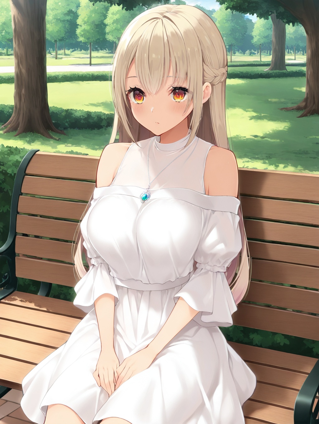 otobe shizuka,  1girl solo,  sitting on bench on Tensor.Art