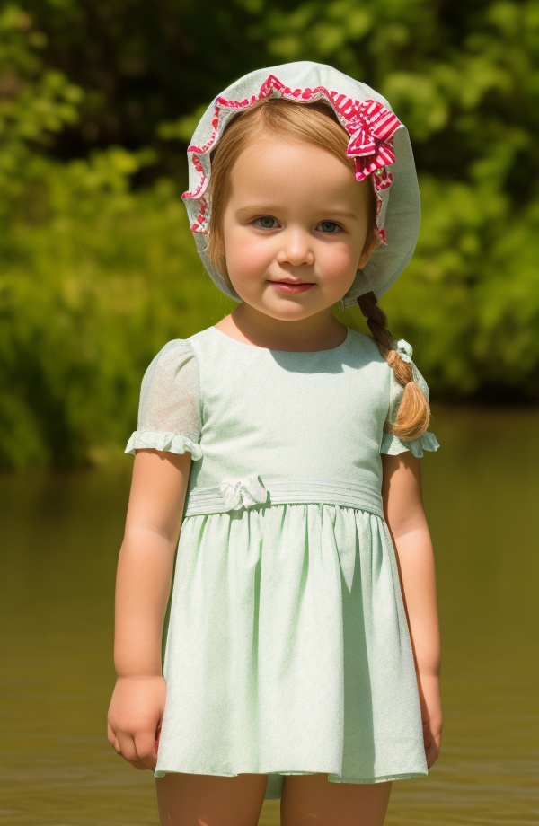 photo of a toddler girl 5 year-old,  standing,  front view from below on Tensor.Art