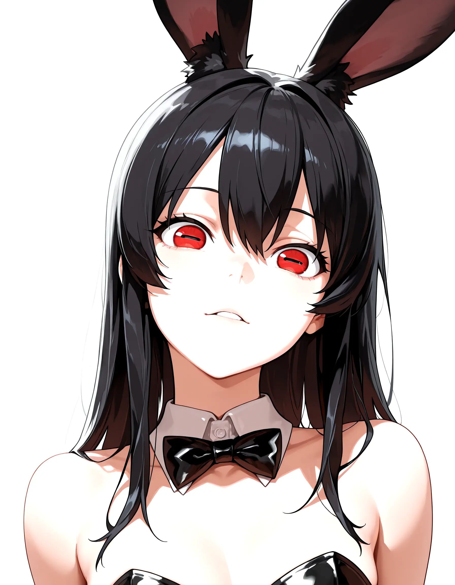 horizontal_pupils,  black_hair,  rabbit_ears on Tensor.Art