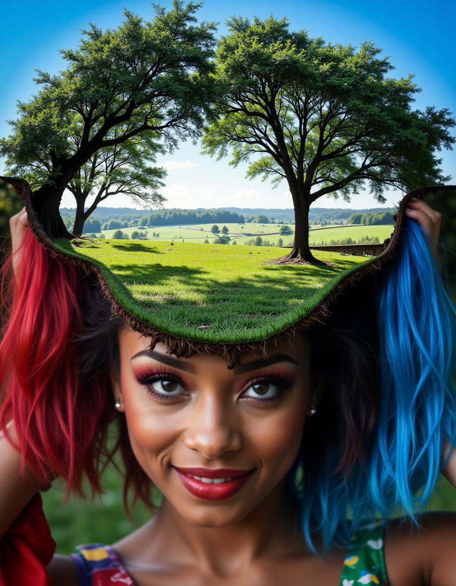 At the bottom of the image is Harley Quinn,  dark skinned,  Black woman on Tensor.Art