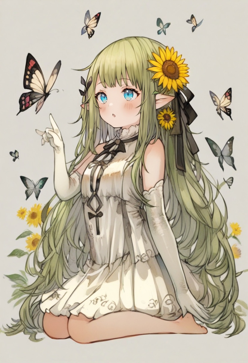 1girl,  flower,  long hair on Tensor.Art