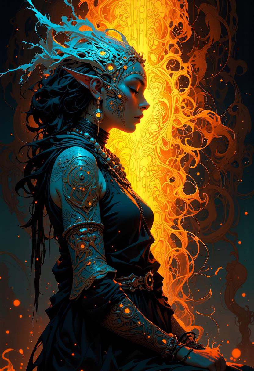 a shaman woman,  trance,  meditation on Tensor.Art
