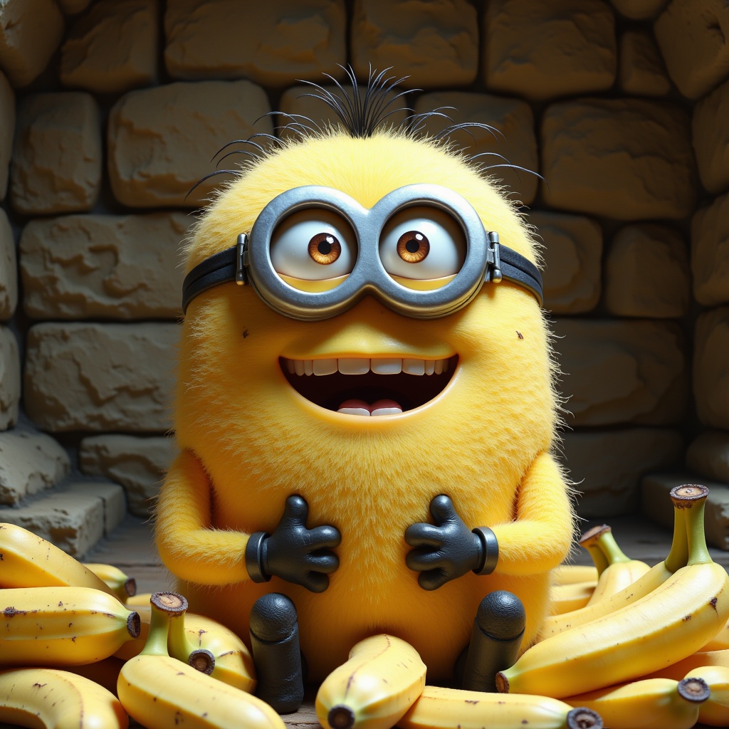 face_crack,  A close-up shot of a Minion's bright yellow face,  with a goofy grin and wide on Tensor.Art
