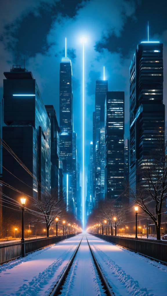 "A narrow alleyway stretching into the distance,  lined with tall buildings that loom overhead,  with a figure walking awa...