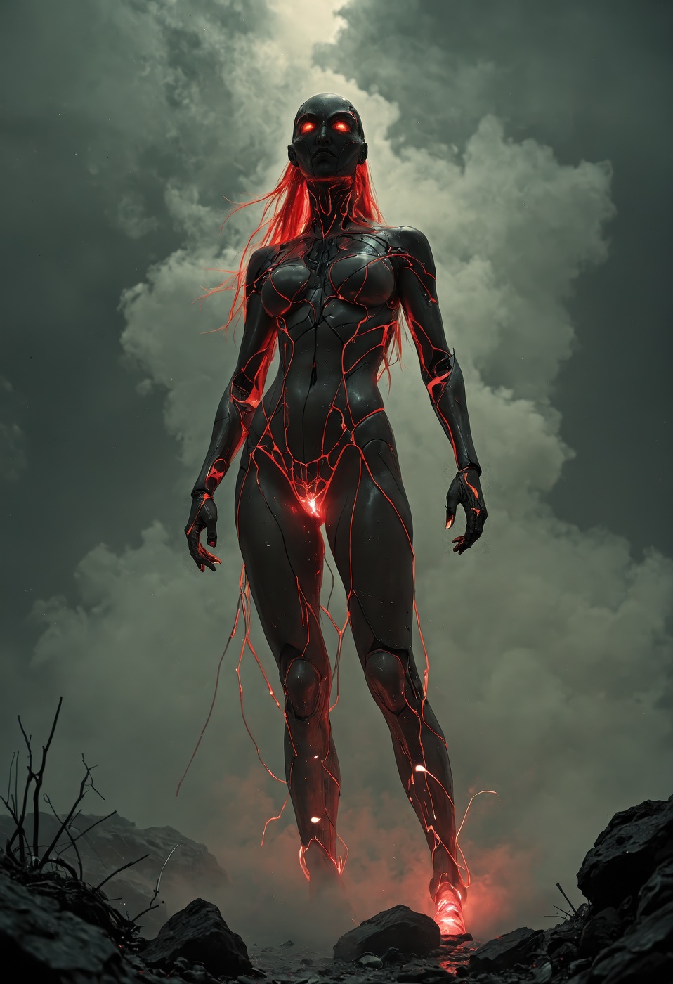 Create an intricate,  hyper-realistic masterpiece featuring a pretty female character standing before a towering,  gargant...
