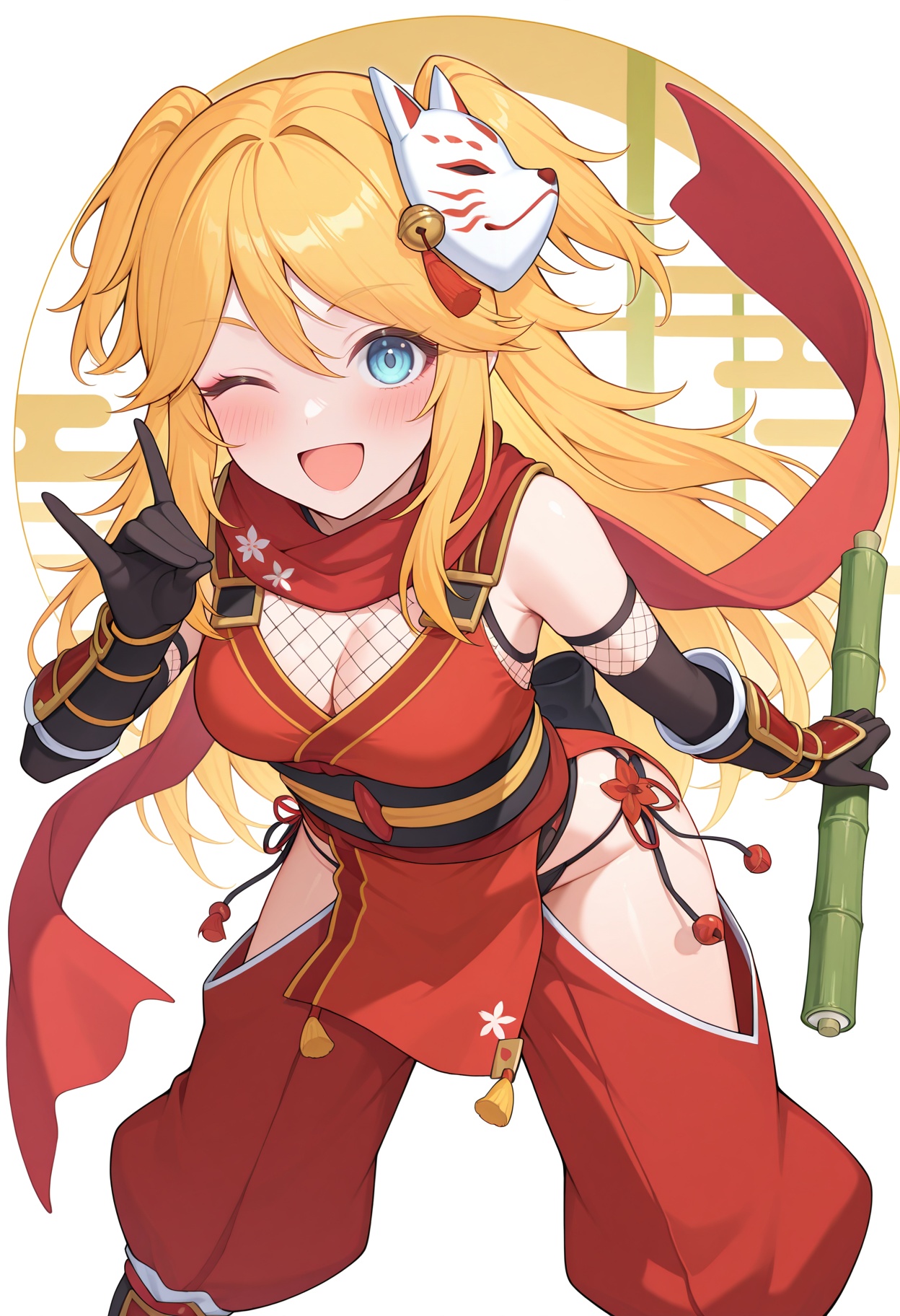 egasumi,  fox shadow puppet,  one eye closed on Tensor.Art
