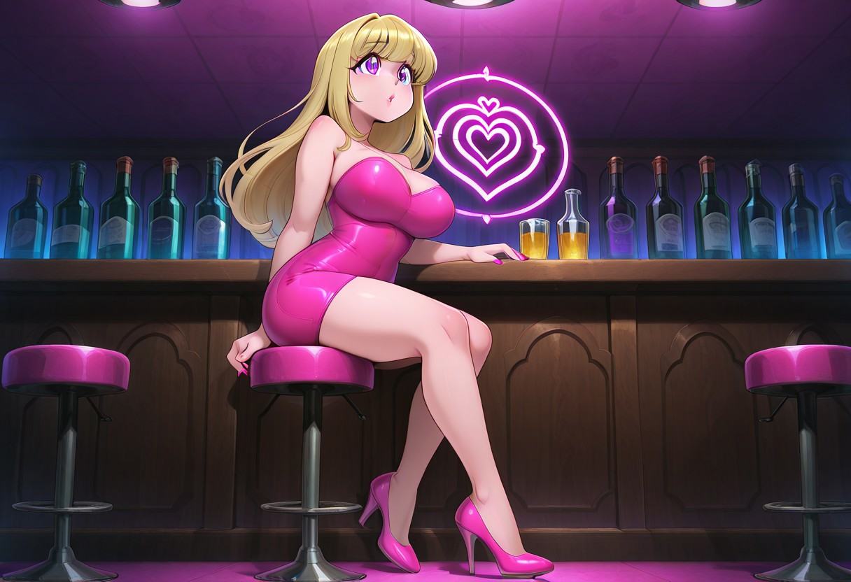 sitting on stool,  bar,  1girl on Tensor.Art