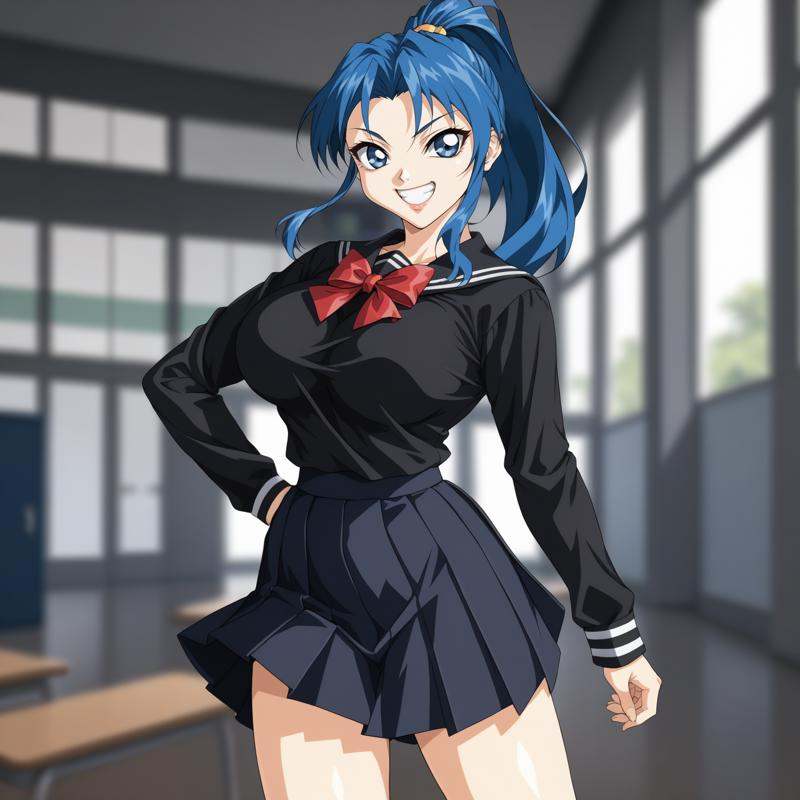 school,  blurred background,  grin on Tensor.Art