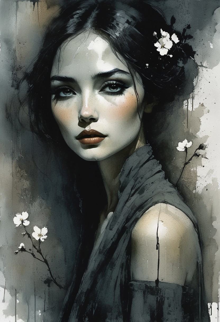 Richard Burlet impressionist style,  watercolor,  alcohol Ink on Tensor.Art